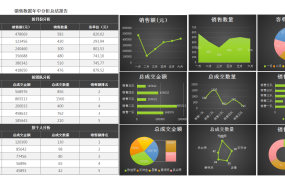 EXCEL销售数据年中分析透视图模板，多维度展示业绩【1037】