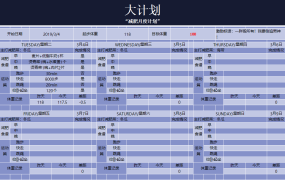 蓝色简约减肥月度计划excel文档
