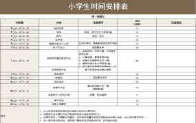 EXCEL小学生时间安排表:培养良好习惯,提高效率,激励表现【1427】
