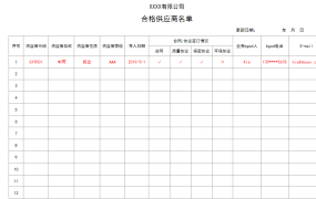 合格供应商名单excel模板