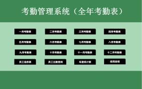 Excel全自动年度考勤管理套表，自动出勤统计，查询统算一键操作【24390】