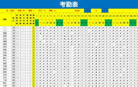 Excel模版：智能考勤表，双休标色、考勤秒录、看板速查【10655】
