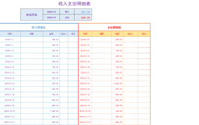 【收支表】Excel简易收支表,自带时间段汇总,轻简开发易上手