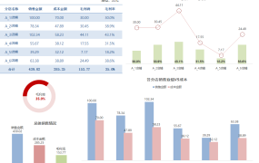 Excel销售报表图形图表,自带毛利毛利率计算,多图联动变色显示