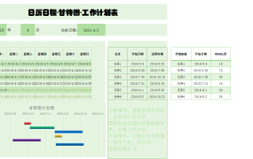 Excel全自动工作计划表,自带日历日程,随意调节进度条展示
