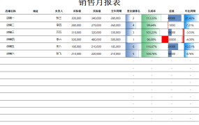 全自动销售月报表，自动同比环比计算，条件格式完美套用