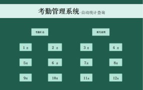 全自动Excel考勤管理系统，全函数应用，统计汇总一键操作