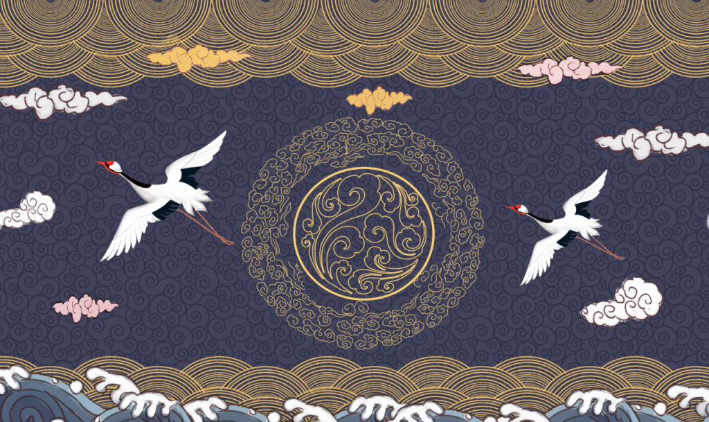 国潮装饰画电视背景墙设计海报，PSD源文件，位图设计高大上