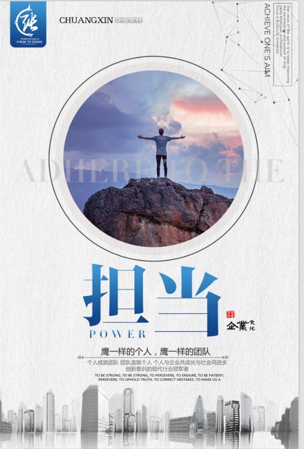 企业四联画形象画，百套PSD文件，文化墙励志标语，一键打印套用
