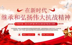 【带讲稿】在新时代继承和弘扬伟大抗战精神PPT模版