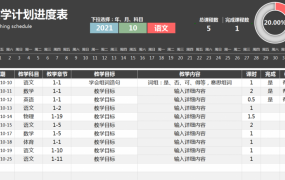 Excel模版:教学计划进度表,课程进度自动统计,日程智能标注【11101】